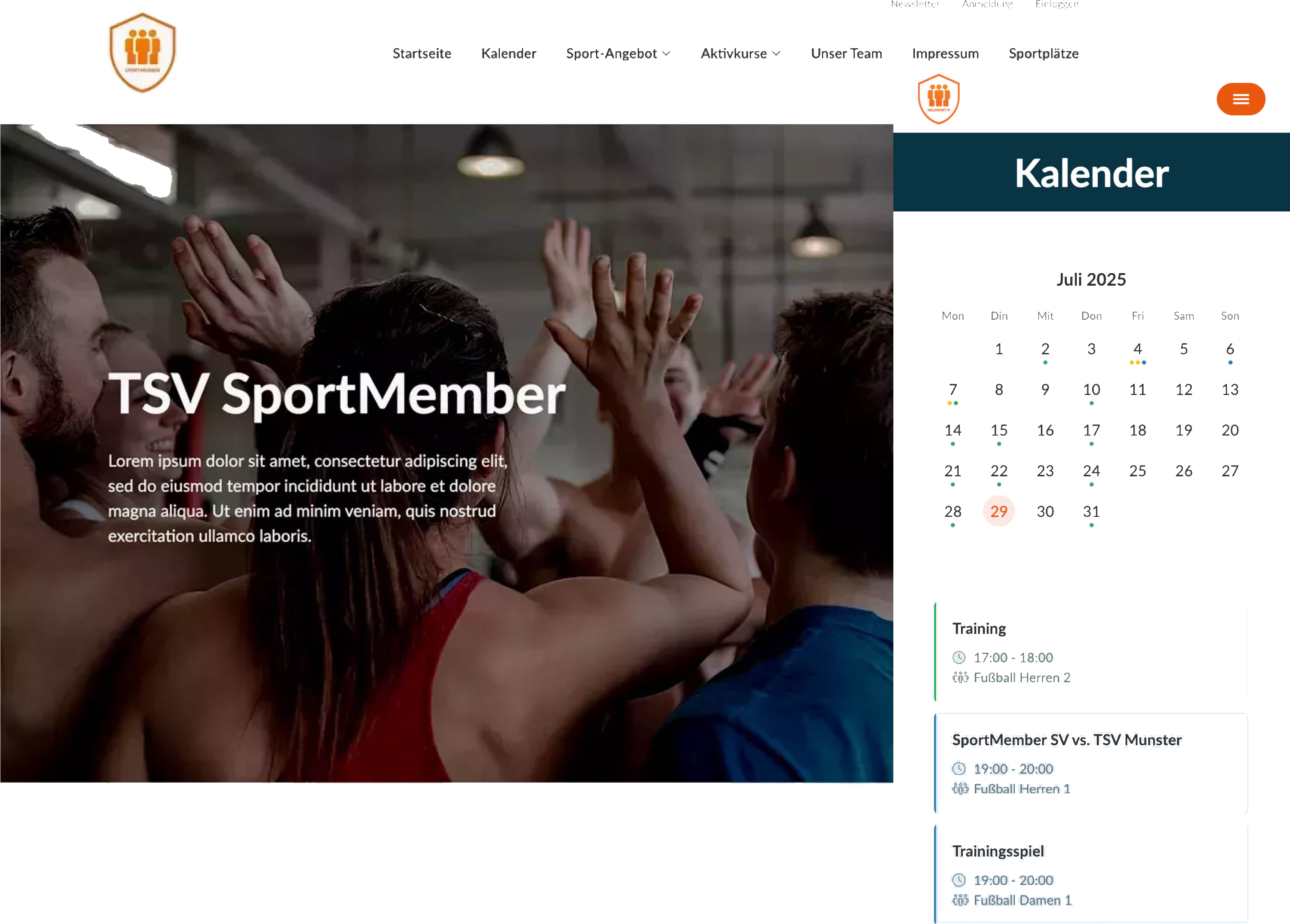 SportMember CMS zum Gestalten der Vereinshomepage